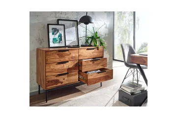 Skjenk Wohnling Solid tre 117 cm 6 skuffer filigrane metallben i landlig stil - Oppbevaring - Oppbevaringsmøbler - Sideboard & skjenk