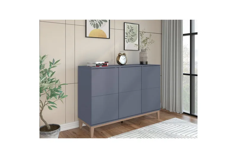 Skjenk Pelle 120x41x85 cm, Grå/Wotan Eik - 120x41x85 cm, Grå/Wotan Eik - Oppbevaring - Oppbevaringsmøbler - Sideboard & skjenk