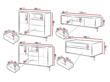 Sovren Møbelsett for stue - Brun - Oppbevaring - Oppbevaringsmøbler - Møbelsett til stue