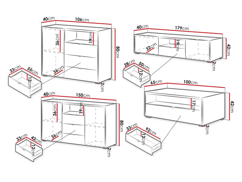 Sovren Møbelsett for stue - Brun - Oppbevaring - Oppbevaringsmøbler - Møbelsett til stue