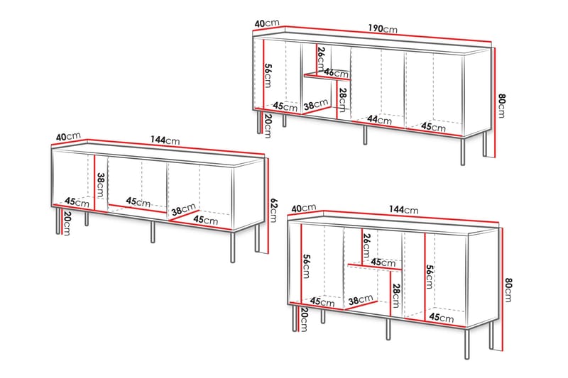 Stintino Møbelsett Til Stue - Beige/Brun - Oppbevaring - Oppbevaringsmøbler - Møbelsett til stue