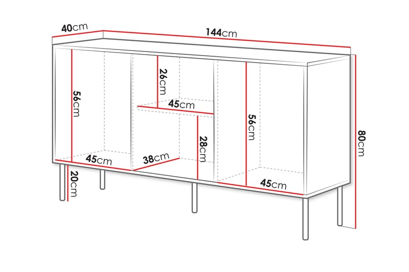 Stintino Skjenk 144x40 cm - Oppbevaring - Oppbevaringsmøbler - Sideboard & skjenk