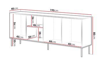 Stintino Skjenk 190x40 cm - Svart/Brun - Oppbevaring - Oppbevaringsmøbler - Sideboard & skjenk