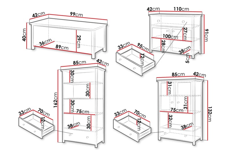 Storys Stue Møbelsett - Brun - Oppbevaring - Oppbevaringsmøbler - Møbelsett til stue