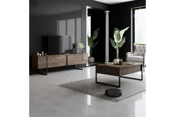 Stuemøbelsett Masafumie Sett Valnøtt / Svart - Valnøtt / Svart - Oppbevaring - Oppbevaringsmøbler - Møbelsett til stue