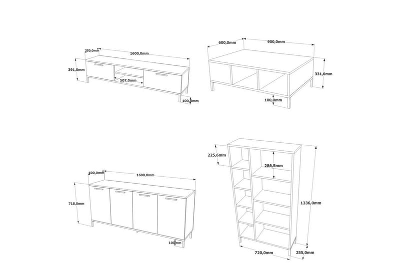 Stuemøbelsett Zephral Atlantic Pine / Antrasitt - Natur/Antrasitt - Oppbevaring - Oppbevaringsmøbler - Møbelsett til stue
