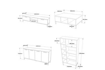Stuemøbelsett Zephral Atlantic Pine / Antrasitt - Natur/Antrasitt - Oppbevaring - Oppbevaringsmøbler - Møbelsett til stue
