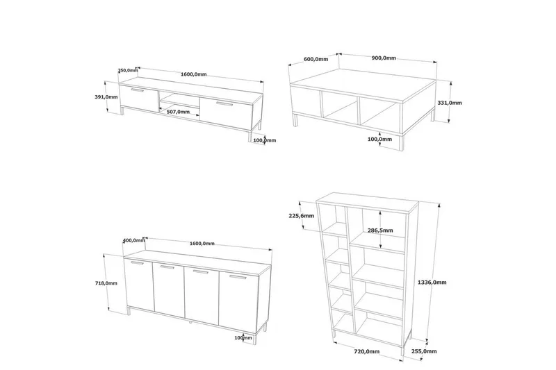 Stuemøbelsett Zephral Atlantic Pine / Antrasitt - Natur/Antrasitt - Oppbevaring - Oppbevaringsmøbler - Møbelsett til stue