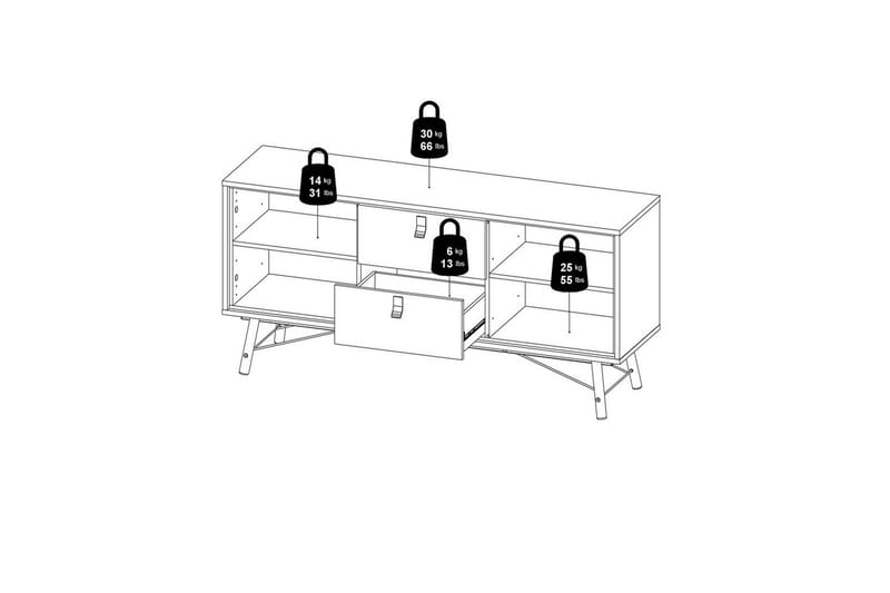 Tadami Skjenk 150x40 cm i Tre med Metallben - Beige - Oppbevaring - Oppbevaringsmøbler - Sideboard & skjenk