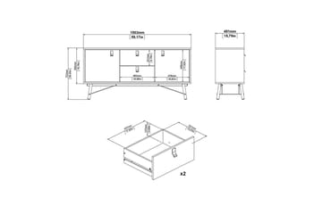 Tadami Skjenk 150x40 cm i Tre med Metallben - Beige - Oppbevaring - Oppbevaringsmøbler - Sideboard & skjenk
