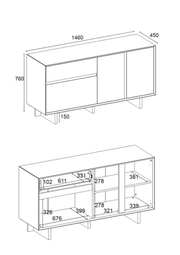 Tavon Konsoll 146x76x45 cm - Milano Walnut - Oppbevaring - Oppbevaringsmøbler - Sideboard & skjenk
