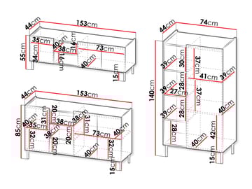Tavrin Møbelsett for stue - Beige - Oppbevaring - Oppbevaringsmøbler - Møbelsett til stue