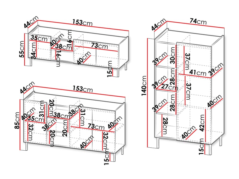 Tavrin Møbelsett for stue - Beige - Oppbevaring - Oppbevaringsmøbler - Møbelsett til stue