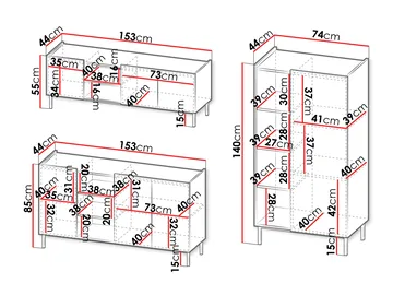 Tavrin Møbelsett for stue - Svart - Oppbevaring - Oppbevaringsmøbler - Møbelsett til stue