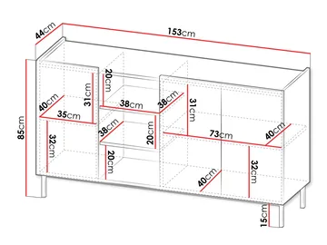 Tavrin Skjenk 153x44 cm - Beige - Oppbevaring - Oppbevaringsmøbler - Sideboard & skjenk