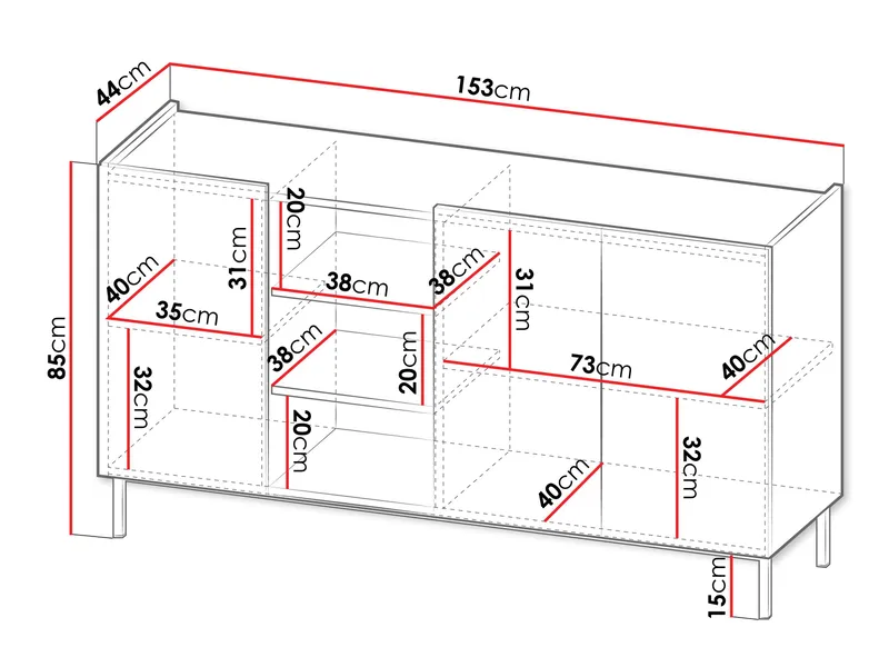 Tavrin Skjenk 153x44 cm - Beige - Oppbevaring - Oppbevaringsmøbler - Sideboard & skjenk