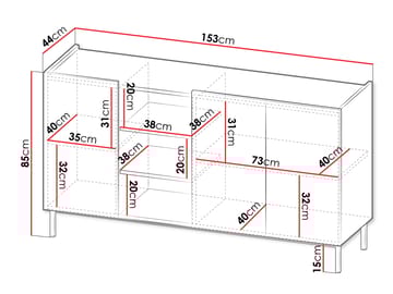 Tavrin Skjenk 153x44 cm - Svart - Oppbevaring - Oppbevaringsmøbler - Sideboard & skjenk