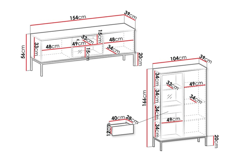 Tenorio Møbelsett for Stue - Beige - Oppbevaring - Oppbevaringsmøbler - Møbelsett til stue