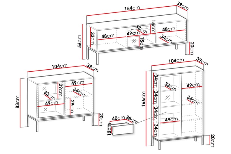 Tenorio Møbelsett for Stue - Beige - Oppbevaring - Oppbevaringsmøbler - Møbelsett til stue
