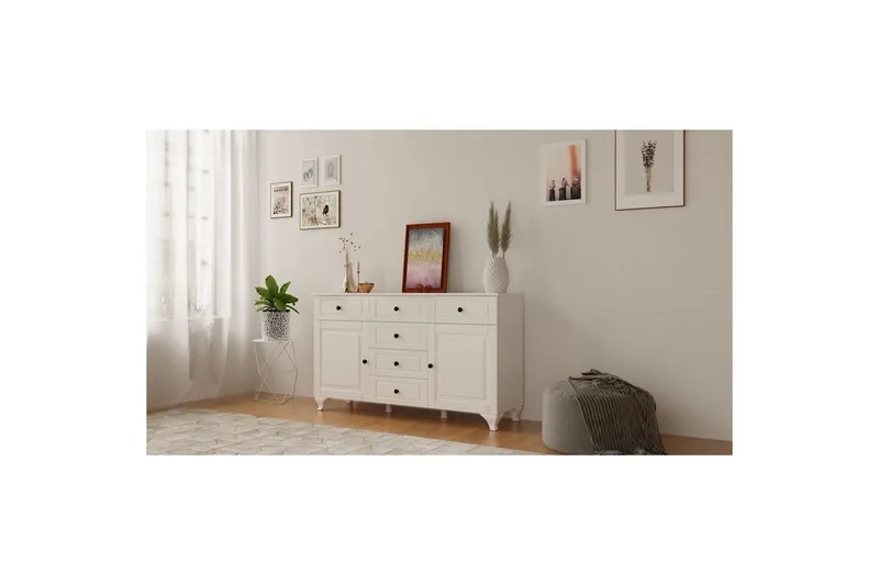 Thoro Hjørnekommode 130 cm - Matt Hvit - Oppbevaring - Oppbevaringsmøbler - Kommode