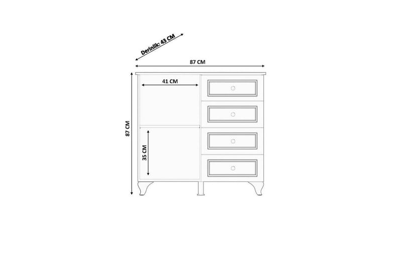 Thoro Hjørnekommode 87 cm - Matt Hvit - Oppbevaring - Oppbevaringsmøbler - Kommode