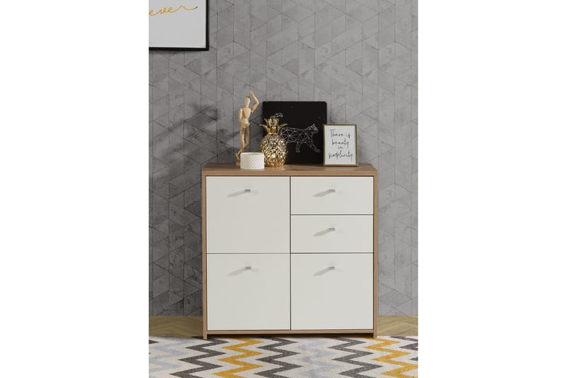 Toledor Skjenk 2 Skuffer 74x77 cm - Brun / Hvit - Oppbevaring - Oppbevaringsmøbler - Sideboard & skjenk