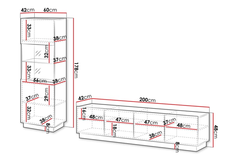 Torvalen Møbelsett for Stue - Hvit - Oppbevaring - Oppbevaringsmøbler - Møbelsett til stue