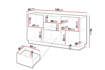 Torvalen Skjenk 150x42 cm - Beige - Oppbevaring - Oppbevaringsmøbler - Sideboard & skjenk