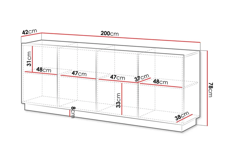 Torvalen Skjenk 200x42 cm - Beige - Oppbevaring - Oppbevaringsmøbler - Sideboard & skjenk