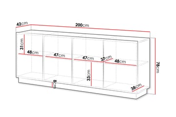 Torvalen Skjenk 200x42 cm - Hvit - Oppbevaring - Oppbevaringsmøbler - Sideboard & skjenk