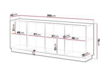 Torvalen Skjenk 200x42 cm - Hvit - Oppbevaring - Oppbevaringsmøbler - Sideboard & skjenk