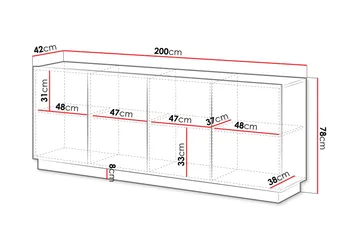 Torvalen Skjenk 200x42 cm - Hvit - Oppbevaring - Oppbevaringsmøbler - Sideboard & skjenk