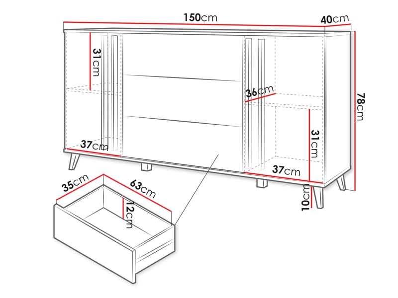 Torvos Kommode 150 cm - Beige - Oppbevaring - Oppbevaringsmøbler - Kommode