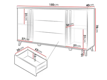 Torvos Kommode 150 cm - Svart - Oppbevaring - Oppbevaringsmøbler - Kommode