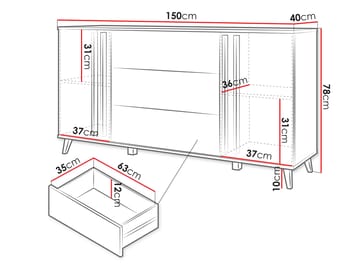Torvos Kommode 150 cm - Svart - Oppbevaring - Oppbevaringsmøbler - Kommode