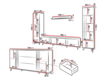 Torvos Møbelsett for stue - Beige - Oppbevaring - Oppbevaringsmøbler - Møbelsett til stue