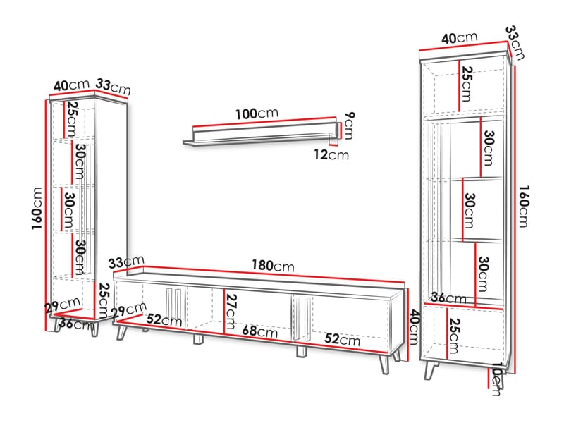 Torvos Møbelsett for stue - Brun/Svart - Oppbevaring - Oppbevaringsmøbler - Møbelsett til stue
