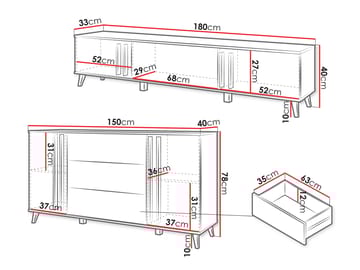 Torvos Møbelsett for stue - Svart - Oppbevaring - Oppbevaringsmøbler - Møbelsett til stue