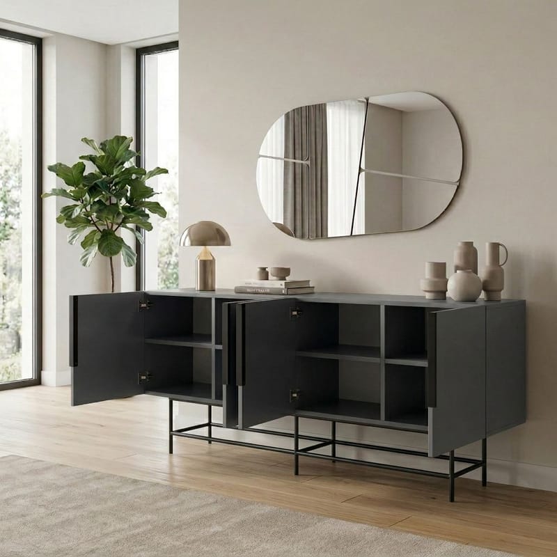 Truvia Konsoll 200x77,9x40 cm - Antrasitt og svart - Oppbevaring - Oppbevaringsmøbler - Sideboard & skjenk