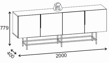 Truvia Konsoll 200x77,9x40 cm - Milano valnøtt og svart - Oppbevaring - Oppbevaringsmøbler - Sideboard & skjenk