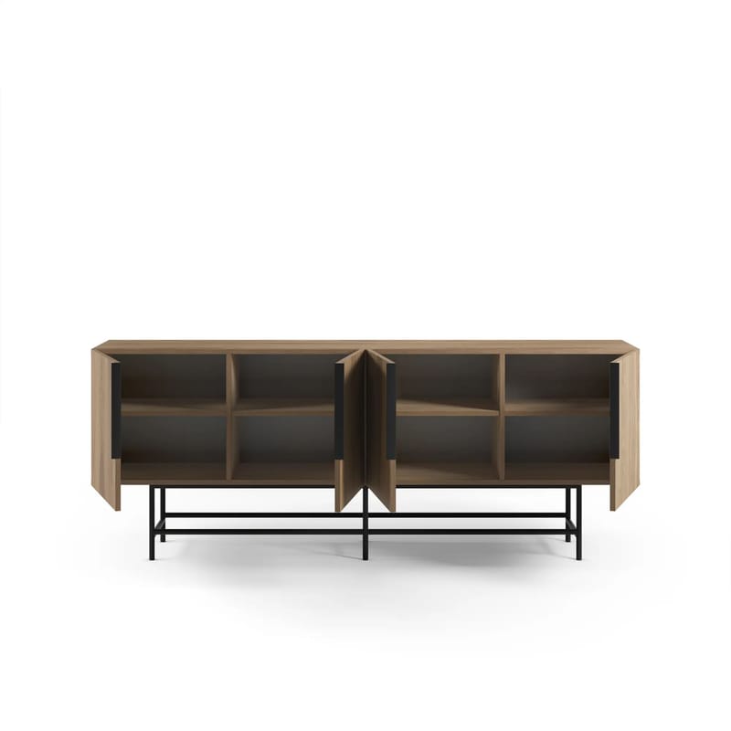 Truvia Konsoll 200x77,9x40 cm - Milano valnøtt og svart - Oppbevaring - Oppbevaringsmøbler - Sideboard & skjenk