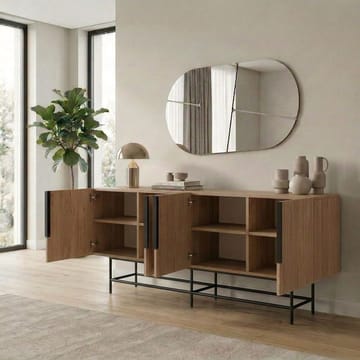 Truvia Konsoll 200x77,9x40 cm - Naturlig eik og svart - Oppbevaring - Oppbevaringsmøbler - Sideboard & skjenk