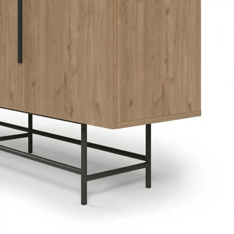 Truvia Konsoll 200x77,9x40 cm - Naturlig eik og svart - Oppbevaring - Oppbevaringsmøbler - Sideboard & skjenk