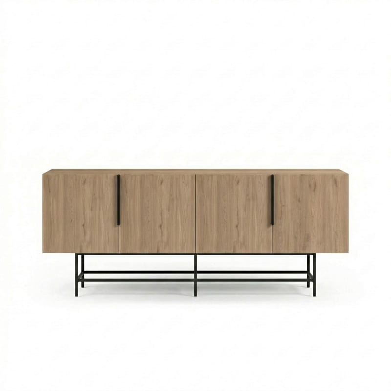 Truvia Konsoll 200x77,9x40 cm - Naturlig eik og svart - Oppbevaring - Oppbevaringsmøbler - Sideboard & skjenk
