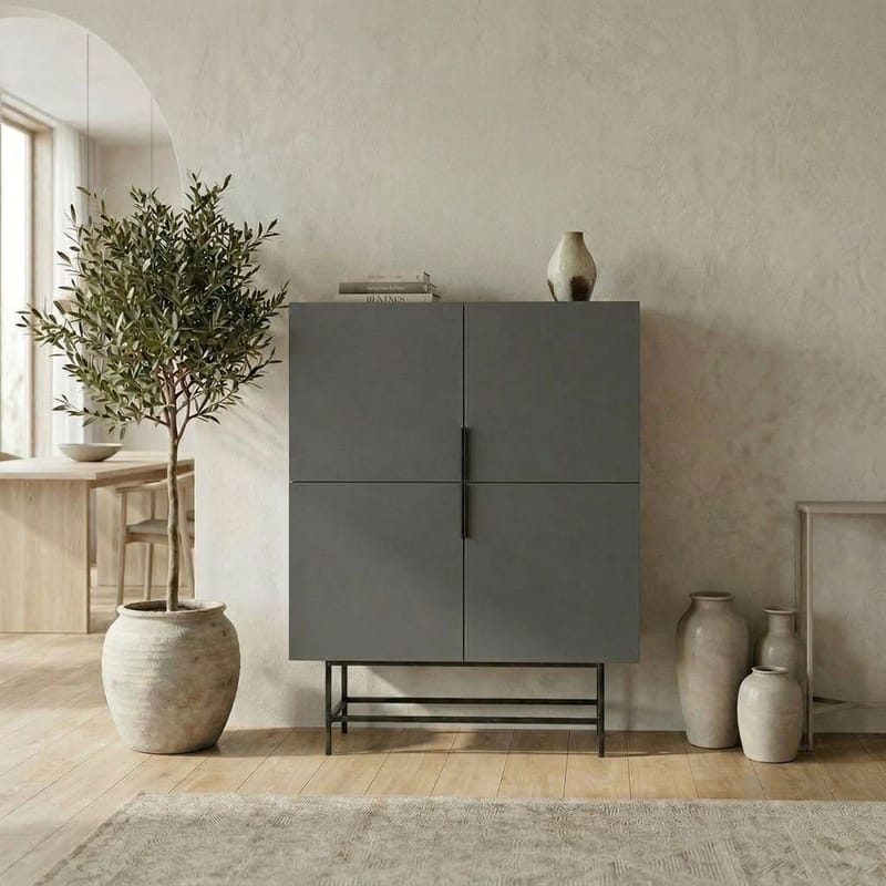 Truvia Skjenk 100x128x40 cm - Antrasitt/Svart - Oppbevaring - Oppbevaringsmøbler - Sideboard & skjenk