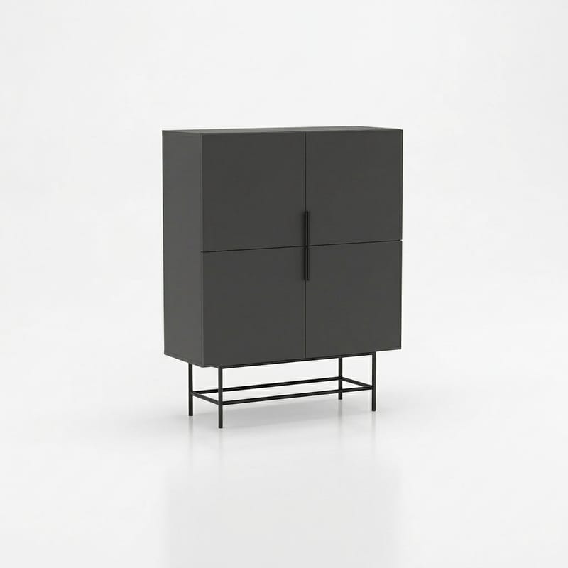 Truvia Skjenk 100x128x40 cm, Antrasitt/Svart