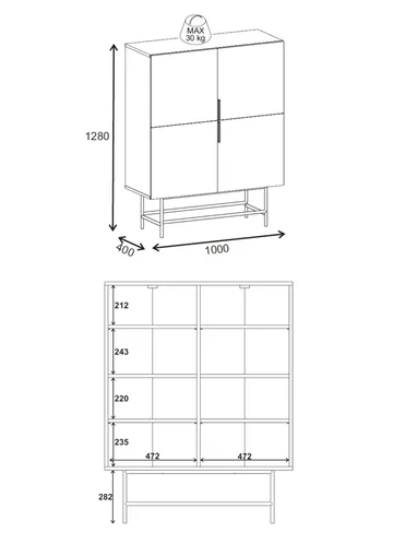 Truvia Skjenk 100x128x40 cm - Milano valnøtt Svart - Oppbevaring - Oppbevaringsmøbler - Sideboard & skjenk