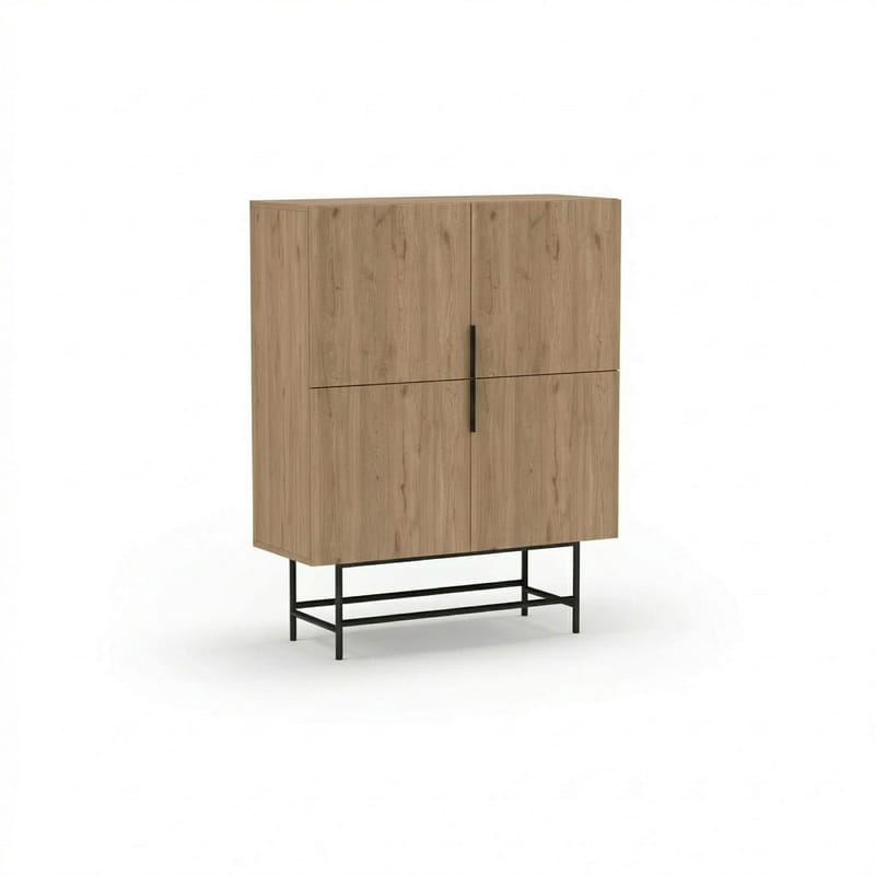 Truvia Skjenk 100x128x40 cm, Naturlig eik Svart