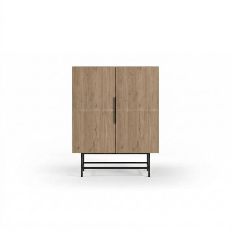 Truvia Skjenk 100x128x40 cm - Naturlig eik Svart - Oppbevaring - Oppbevaringsmøbler - Sideboard & skjenk