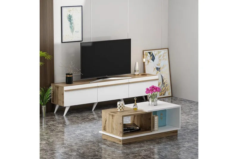 Valentina Møbelsett for Stue - Hvit/Blå - Oppbevaring - Oppbevaringsmøbler - Møbelsett til stue